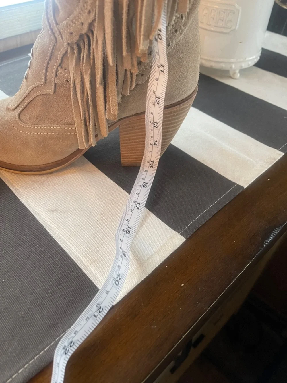 El Vaquero western fringe light tan boots - Picture 7 of 9